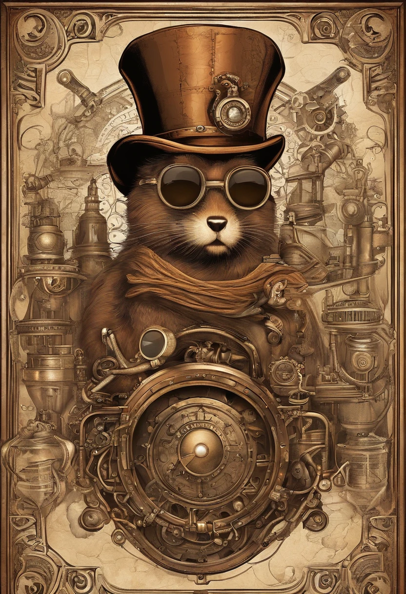 There's a beaver wearing a Steam Punk hat and holding a pipe., Steampunk, usando trajes Steampunk, meninatora Steampunk, (Steampunk), ( Steampunk ), estilo Steampunk, Steam-punk, Steampunk Fiction, Steampunk, fantasia Steampunk, estilo de fantasia Steampunk, arte Steampunk, arte digital Steampunk, roupas Steampunk