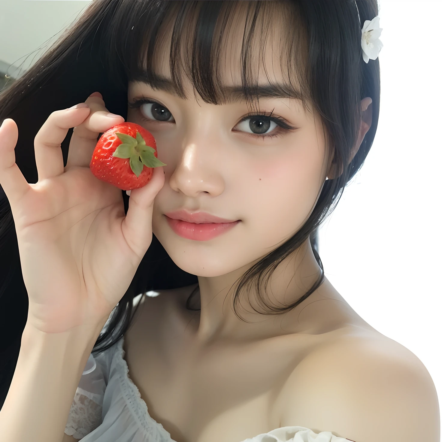 There's a woman holding a strawberry in her hand, Lalisa Manobal, tzuyu de duas vezes, Jinyoung Canela, Ulzzang, Lalisa Manoban do Blackpink, Jaeyeon Nam, morango, wan adorable korean face, Atriz coreana bonito, chan sakimi, dilraba dilmurat, com bonito - fino - rosto, Parque Ji-min, tatuagens no peitoral, tatuagem