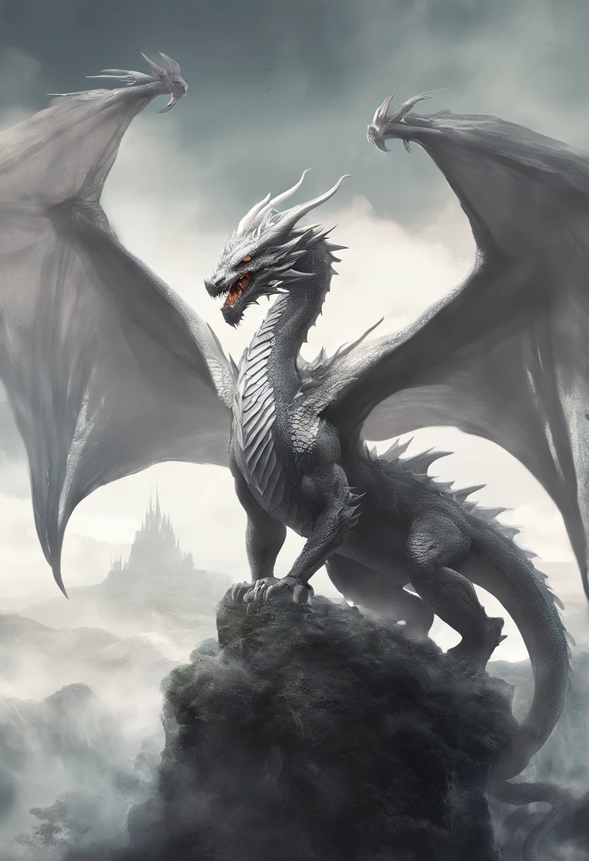 mythology，Dragon , white backgroung