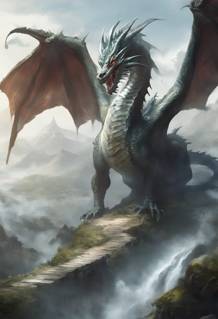 mythology，Dragon , white backgroung