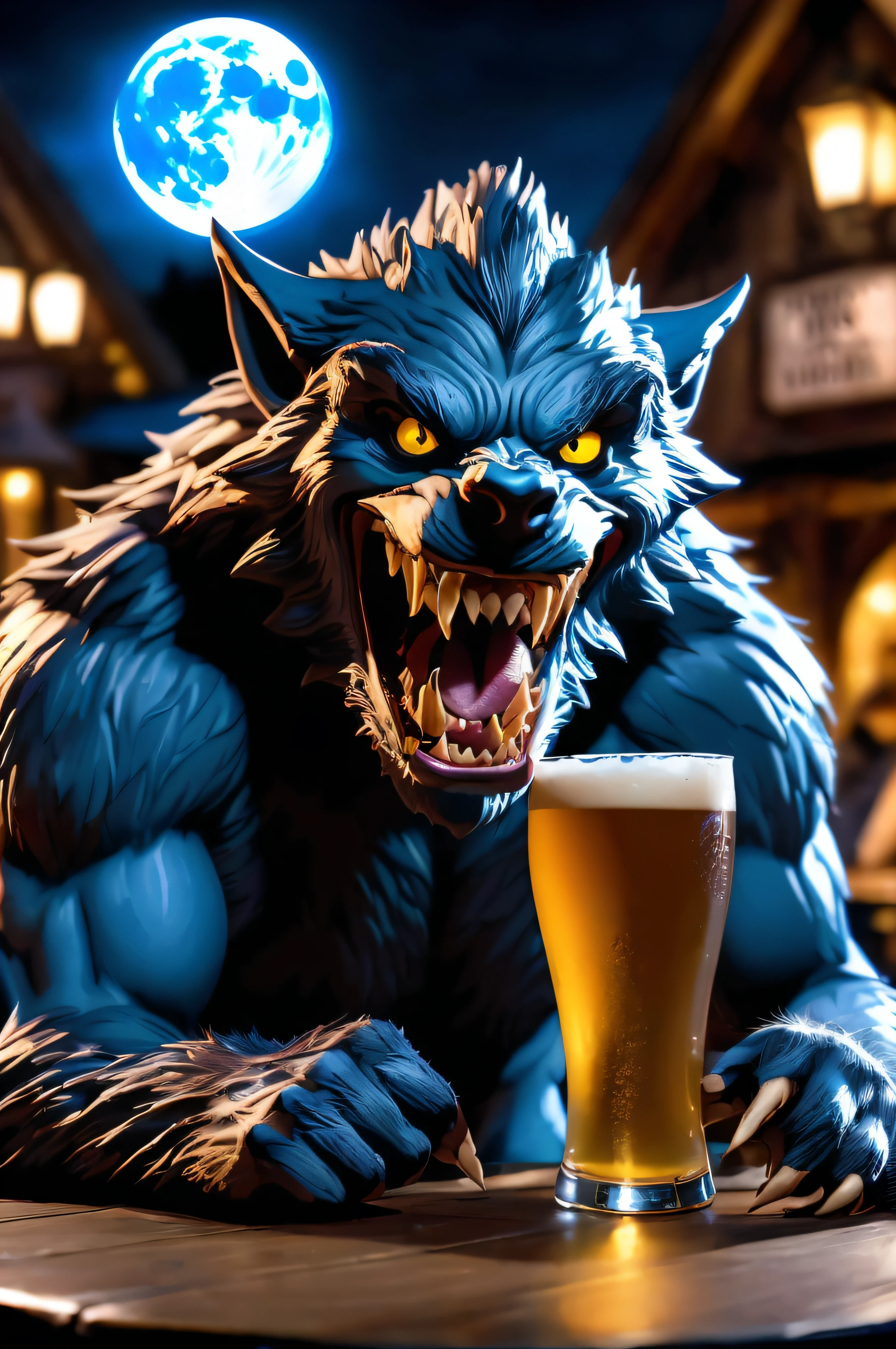 werewolf with a blue moon