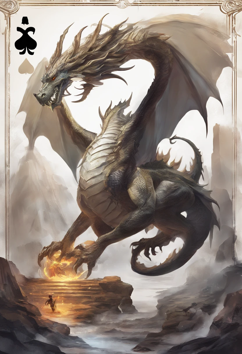 mythology,Dragon , white background, jack of clubs playing card