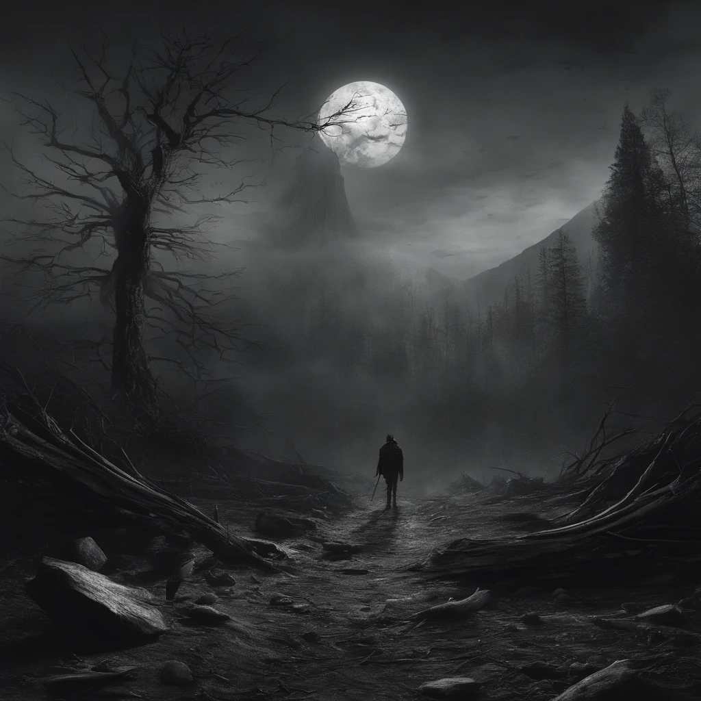 Spooky rock star by Ansel Adams style :: Trending on Artstation :: --aspect 16:9