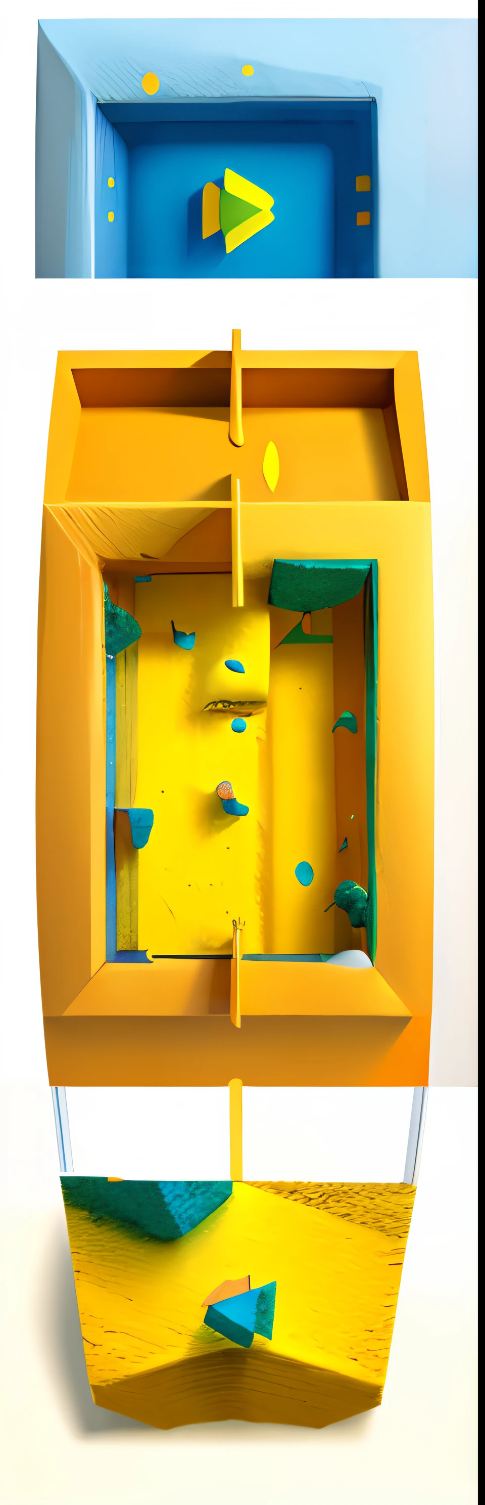 High-resolution image quality, bordas pretas, Predominance of colors in yellow and blue, sem logomarcas, linhas amarelas entre as cores