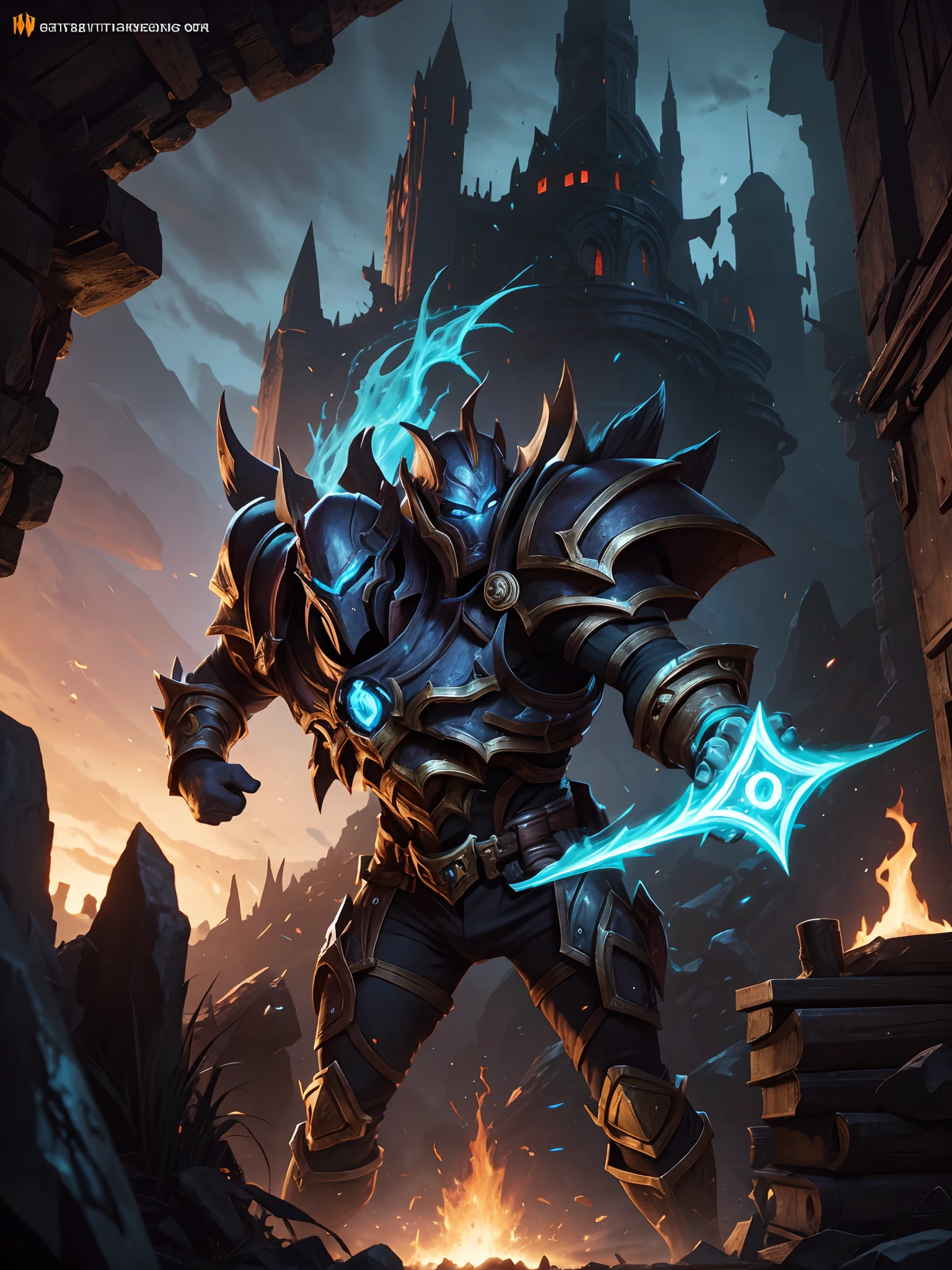 a professional photographic picture full body of a huge orc on a blue hell standing with axes in hands, (((outrageous armor))), ((gorgeous detailed masked face)), (((burning face))), (brilliant pale skin), (((detailed skin with pores))), fiery belly, huge rippling muscles, bodybuilder, ((((patch of reflected light on the skin)))), scary backgrounds, photorealistic, photographic filter unreal engine 5 realistic hyperdetailed 8 k ultradetail cinematic volumetric lighting, hd, hdr, cinematic 4 k wallpaper, 8 k, ultra detailed, high resolution, glowing rich colors powerful imagery