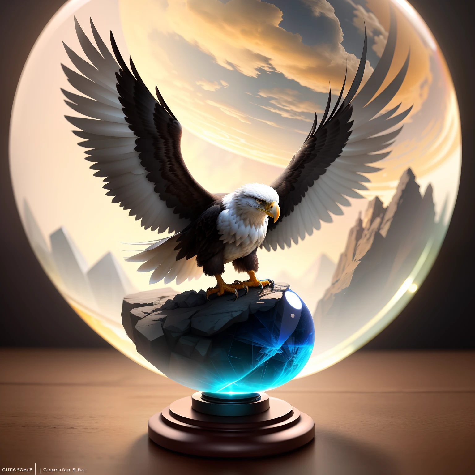 adorable crystal ball eagle cub with highly detailed intricate concept art trending artstation 8k