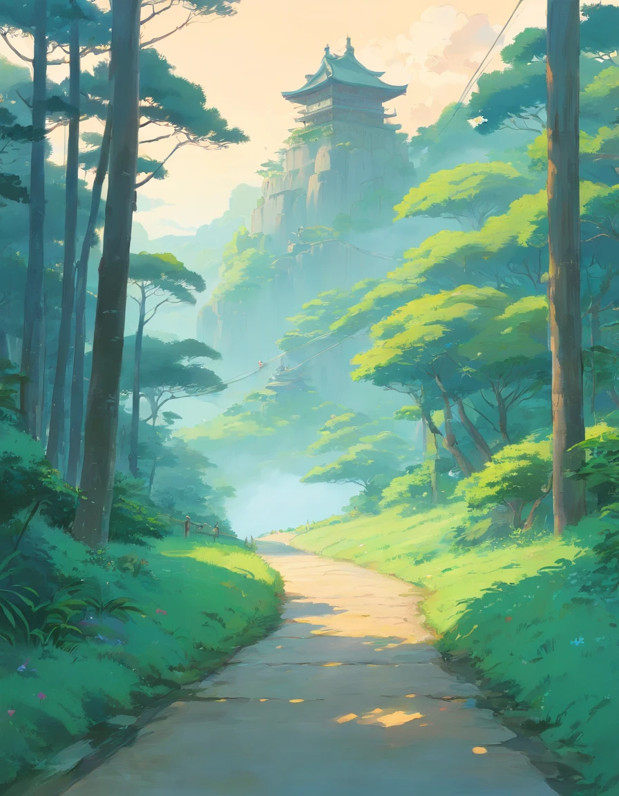 Messy painting, brushstrokes, landscape, no people, minimalist, Foggy neutral tones, compelling composition,