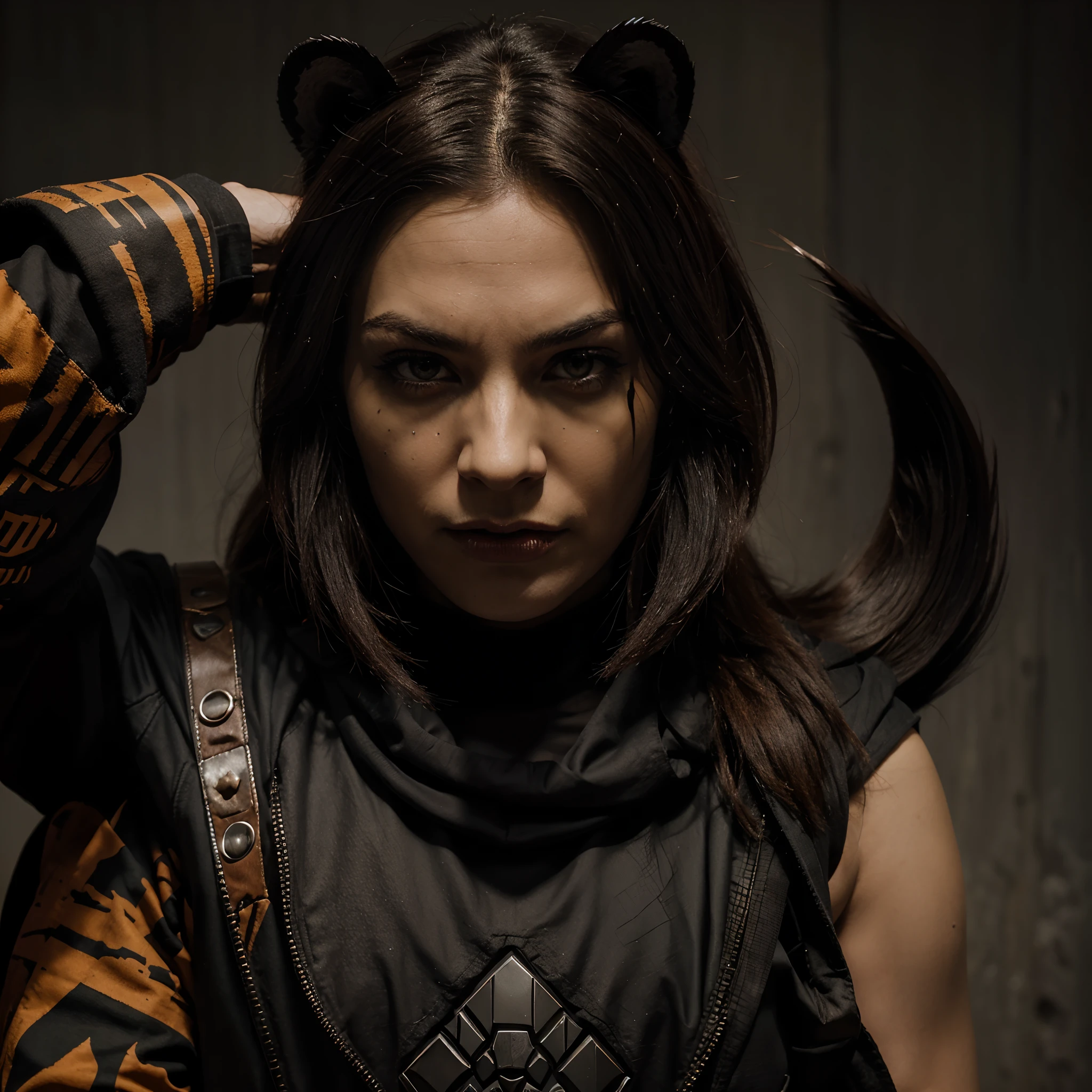 The logo features a tiger skull design with prominent, intimidating features. The skull is reminiscent of the Malraas skull from Star Wars or the skull symbol associated with the Mandalorian tribe. It represents a powerful and fearsome image for your Star Wars bounty hunter crime syndicate.
The tiger skull should have a menacing and predatory appearance. The skull's structure should be sleek and streamlined, with pronounced cheekbones and a prominent forehead ridge. The eye sockets are deep and dark, conveying a sense of mystery and danger.
The most striking aspect of the skull design is its large, razor-sharp fangs. These fangs should be elongated and prominent, extending beyond the jawline. They should be curved and tapered, resembling the lethal fangs of a tiger or other fierce predator. The fangs should convey a sense of strength and aggression.
The overall color scheme of the logo can be dark and gritty, aligning with the criminal and bounty hunter theme. Consider using shades of black, gray, or deep red to enhance the menacing and ominous atmosphere. You may also incorporate subtle metallic elements or accents to add a touch of sophistication and danger.
To further customize the logo, you can depict the tiger skull within a circular or shield-shaped frame, symbolizing protection and strength. Additionally, you may consider incorporating other elements like crossed blasters, a stylized star, or a Mandalorian symbol in the background to emphasize the Star Wars and bounty hunter theme.