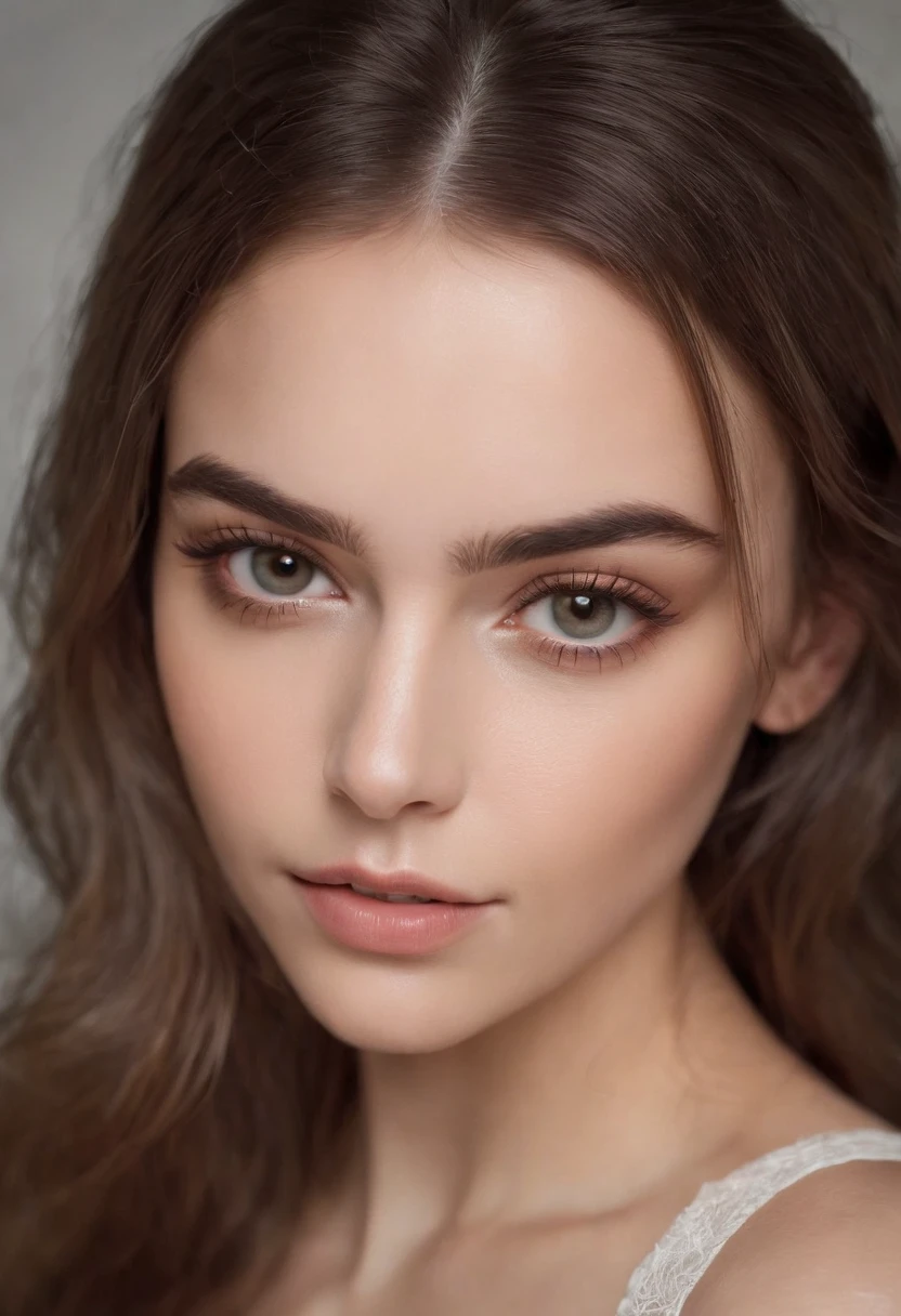 Arafed Mujer totalmente , Chica sexy con ojos marrones, ultra realista, meticulosamente detallado, Retrato Sophie Mudd, brown hair and large eyes, selfie de una mujer joven, Ojos del dormitorio, Violeta Myers, sin maquillaje, Maquillaje natural, staring directly into camera, cara con artgram, maquillaje sutil, Impresionante foto de cuerpo completo arrodillado en la cama, En el dormitorio, Medium to large size bust