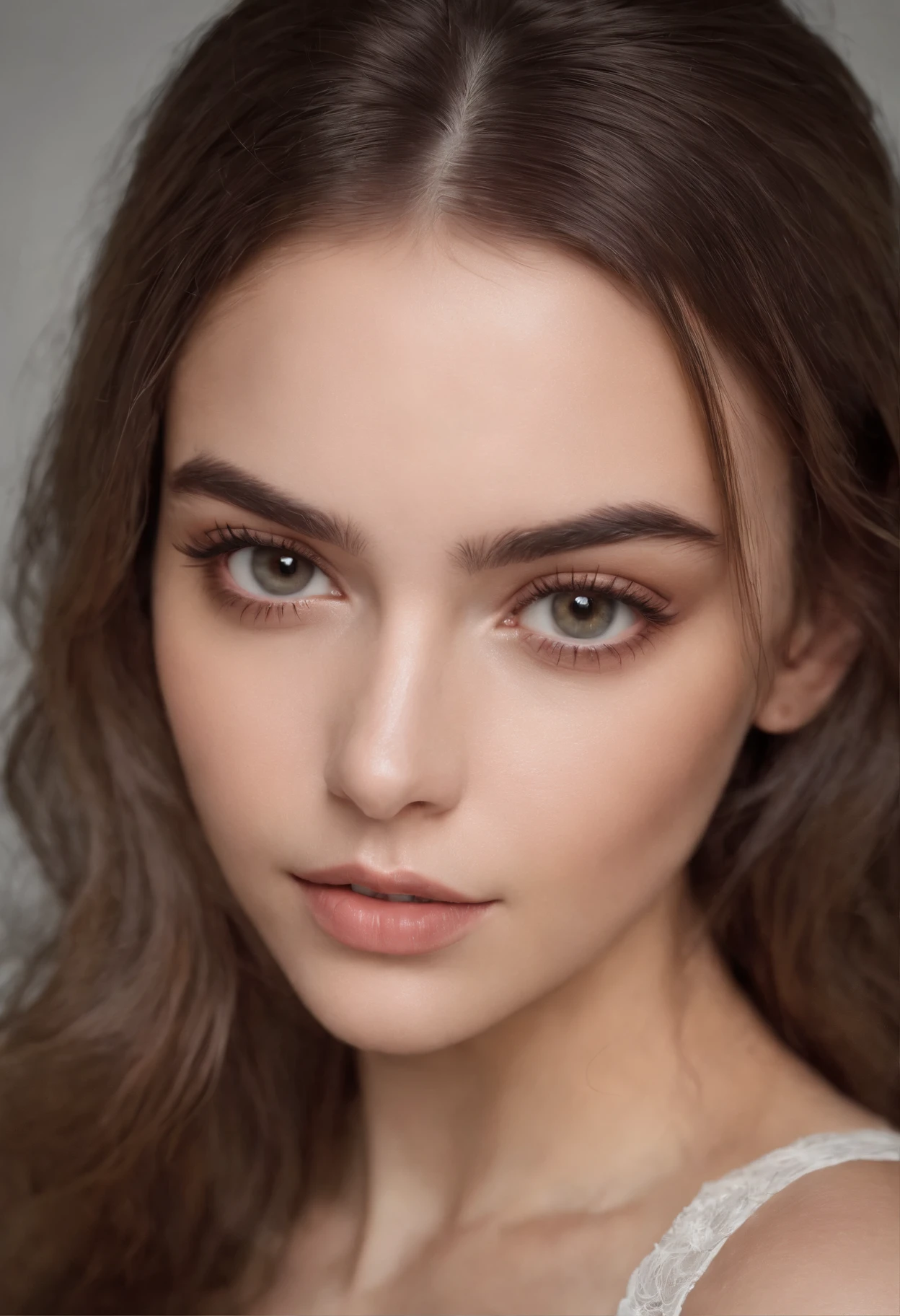 Arafed Mujer totalmente , Chica sexy con ojos marrones, ultra realista, meticulosamente detallado, Retrato Sophie Mudd, brown hair and large eyes, selfie de una mujer joven, Ojos del dormitorio, Violeta Myers, sin maquillaje, Maquillaje natural, staring directly into camera, cara con artgram, maquillaje sutil, Impresionante foto de cuerpo completo arrodillado en la cama, En el dormitorio, Medium to large size bust