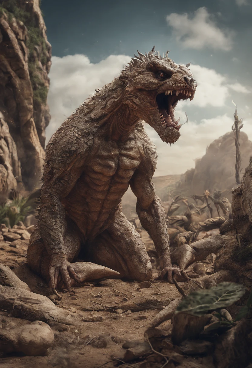 Bestas estranhas em um mundo de fantasia,sangue,Lobo do inferno gigante coberto de chamas,Membros Stout,strong muscles,lua cheia,castelos quebrados,chama ardente,sangue,Noite de Lua,中景 the scene is,Corpo inteiro como, VFX surreal altamente detalhado,oc renderizado,Disparo com 70 mm - AR 16:9 --q 2 --s 1000