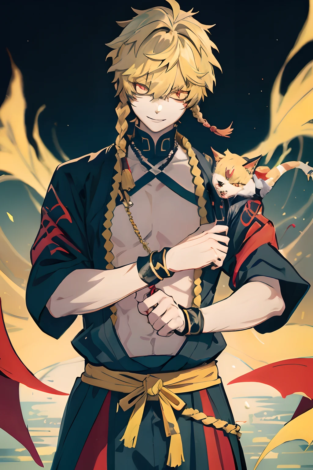 Anime character with a cat in her arms and a dragon on her chest, arte chave do anime, cara bonito na arte demon slayer, Demon Slayer rui fanart, handsome japanese demon boy, digital advanced anime art ", Arte Zerochan, Estilo de arte de Demon Slayer, Camada de anime, Principais visuais de anime, guilty gear strive splash art, Parte Brando, personagem de anime masculino, Digital anime illustration,arrumar olho direito