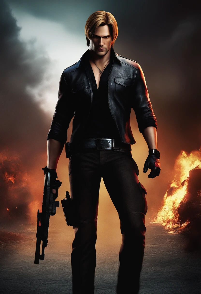 Leon Kennedy with black shirt
