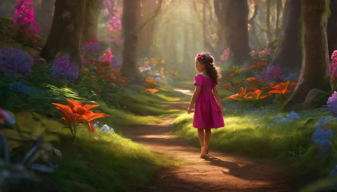 Uma  andando na floresta,