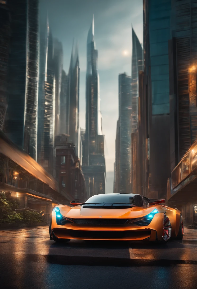 Masterpiece, Best quality, urban skyline,The car of the future,Transformers