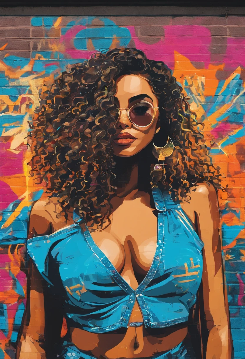 bonita Yalitza Aparicio, Retrato de meio comprimento, Cabelo azul brilhante curto e desgrenhado, Sombra negra dos olhos, (Roupas Estilo Urbano:1.2), (Antecedentes da cidade:1.2), Maquiagem escura, Arte Digital, trends on artstation, altamente detalhado, Detalhe fino, intrincado, Belo brilho detalhado, detalhado, cinematiclight, high resolutions, detailed facial features,foco nítido, liso, aesthetic,