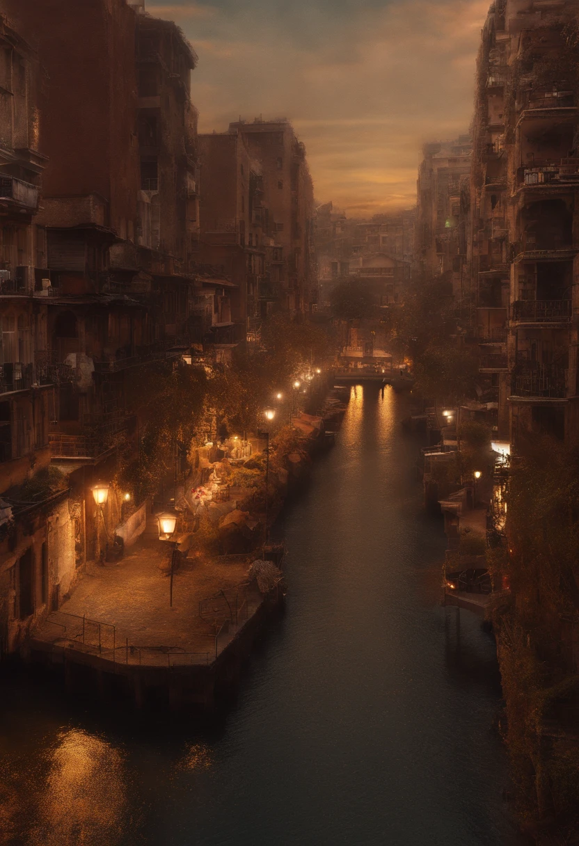 A photograph of a city, destruida, algunos edificios quemandose, un leon, leon mal alimentado, leon desnutrido, Humo ondulando,Imagen espacial, Detalles intrincados, in the shape of a lion, Renderizado de octanaje, 8K hiperrealista, realista textura, Unreal daylighting engine, CineStill 800, (muelle de 35 mm)