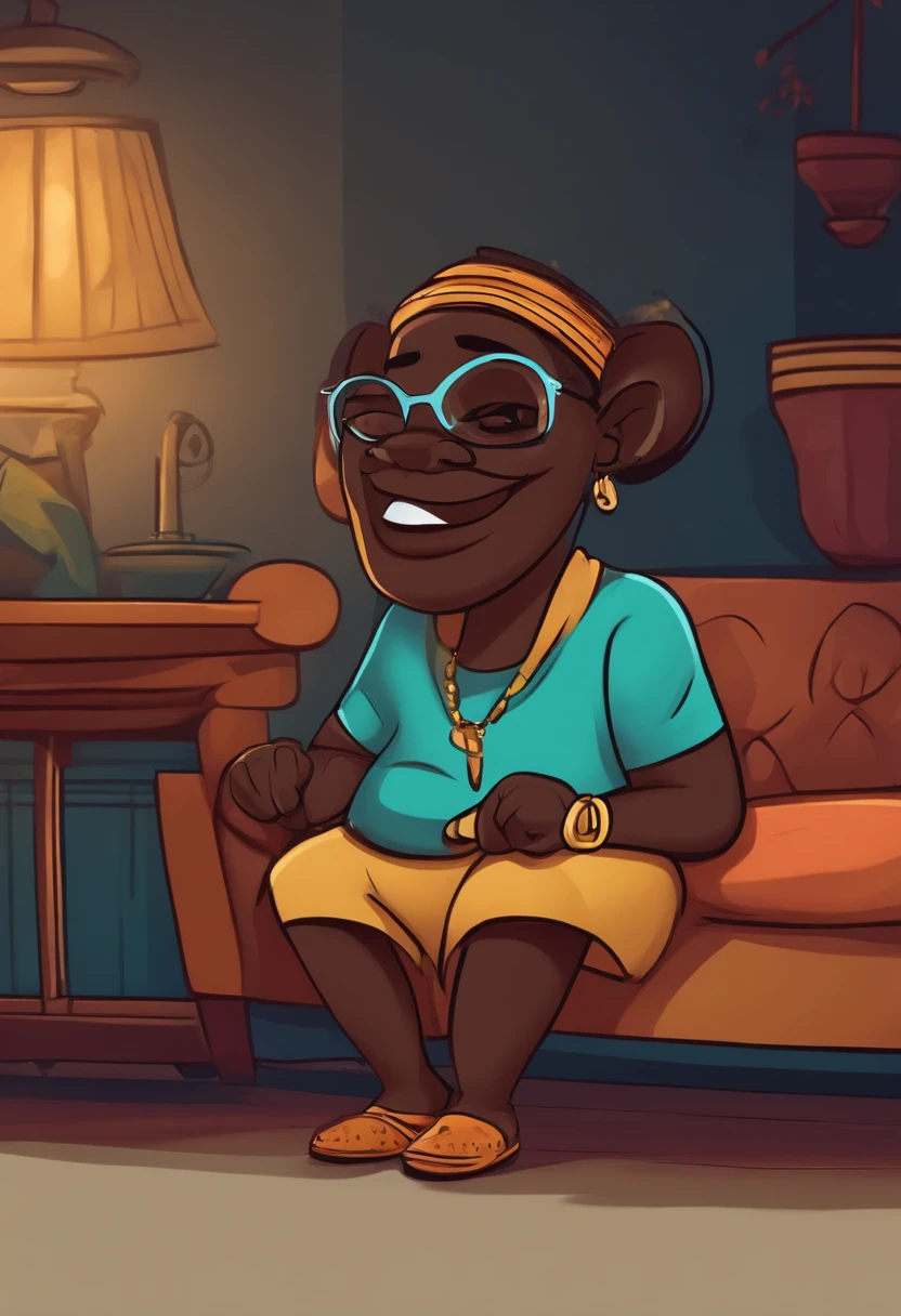 African cartoon character in the style of comedy videos