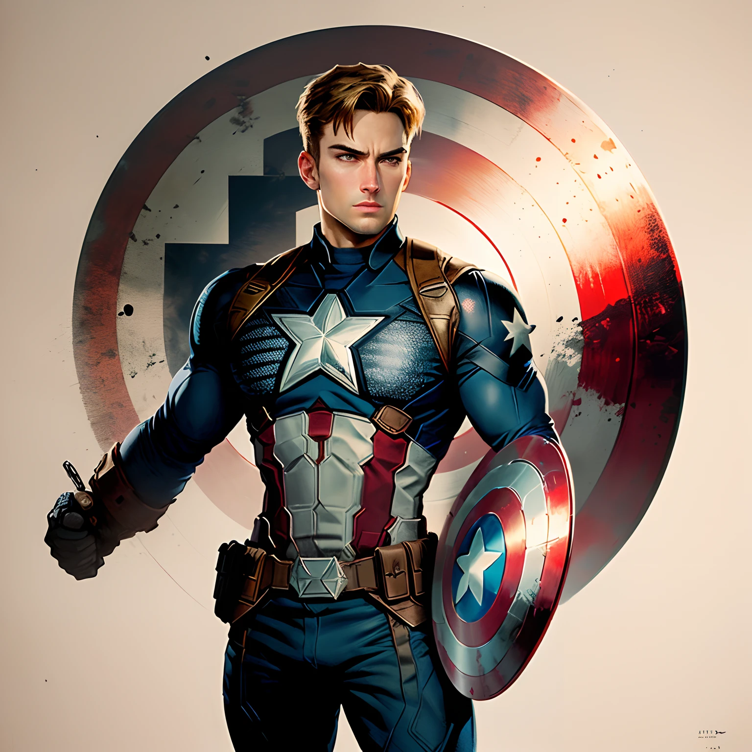 A detailed illustration of Captain America, escrito projeto Avenger"