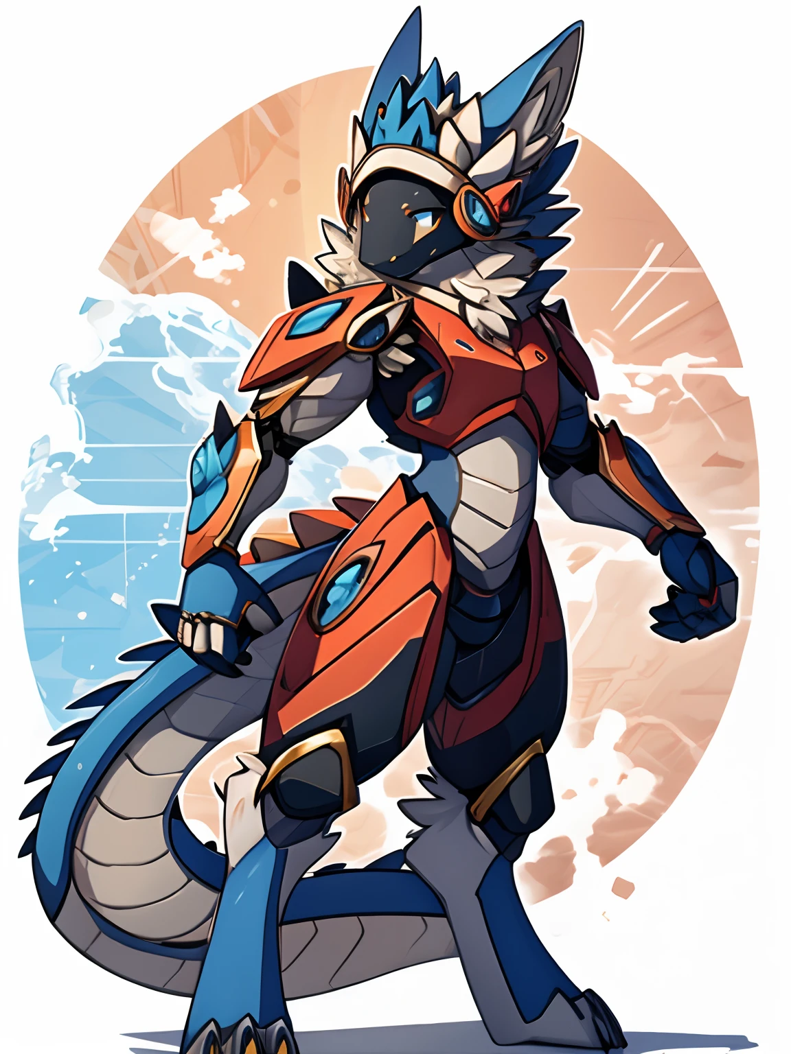 Mecha warrior,Smooth scales、Smooth skin,detailed full body,being thin,Cute VwV emoticon