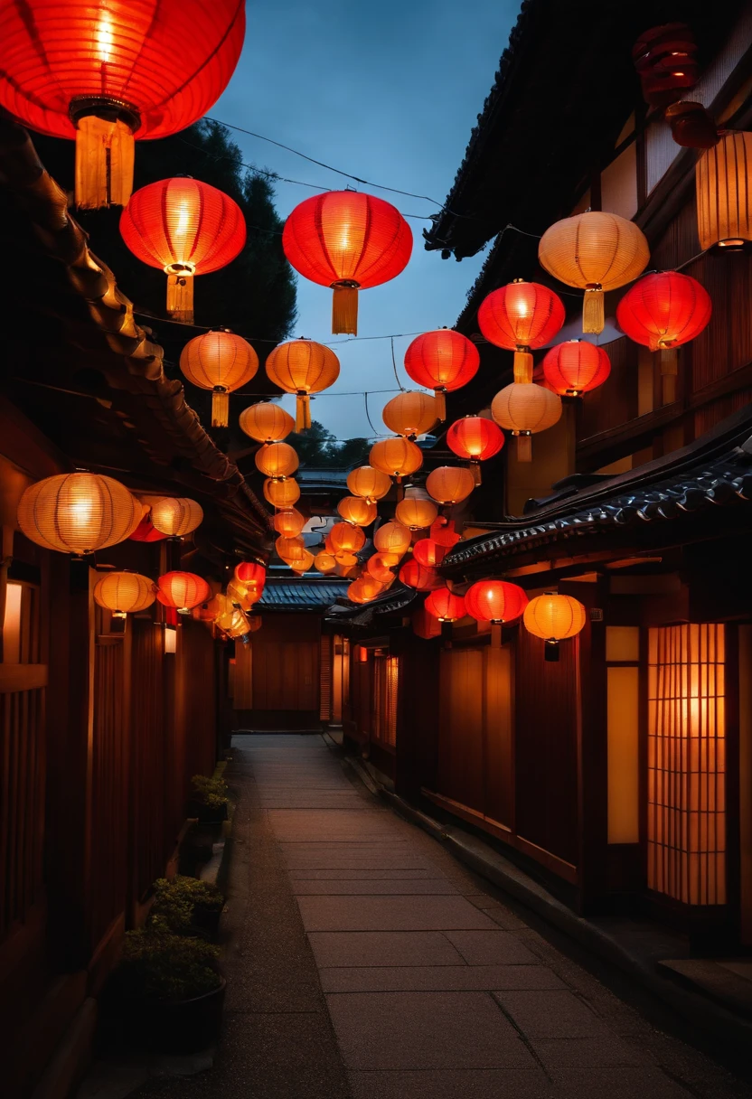 kyoto A city scape natta paper lanterns