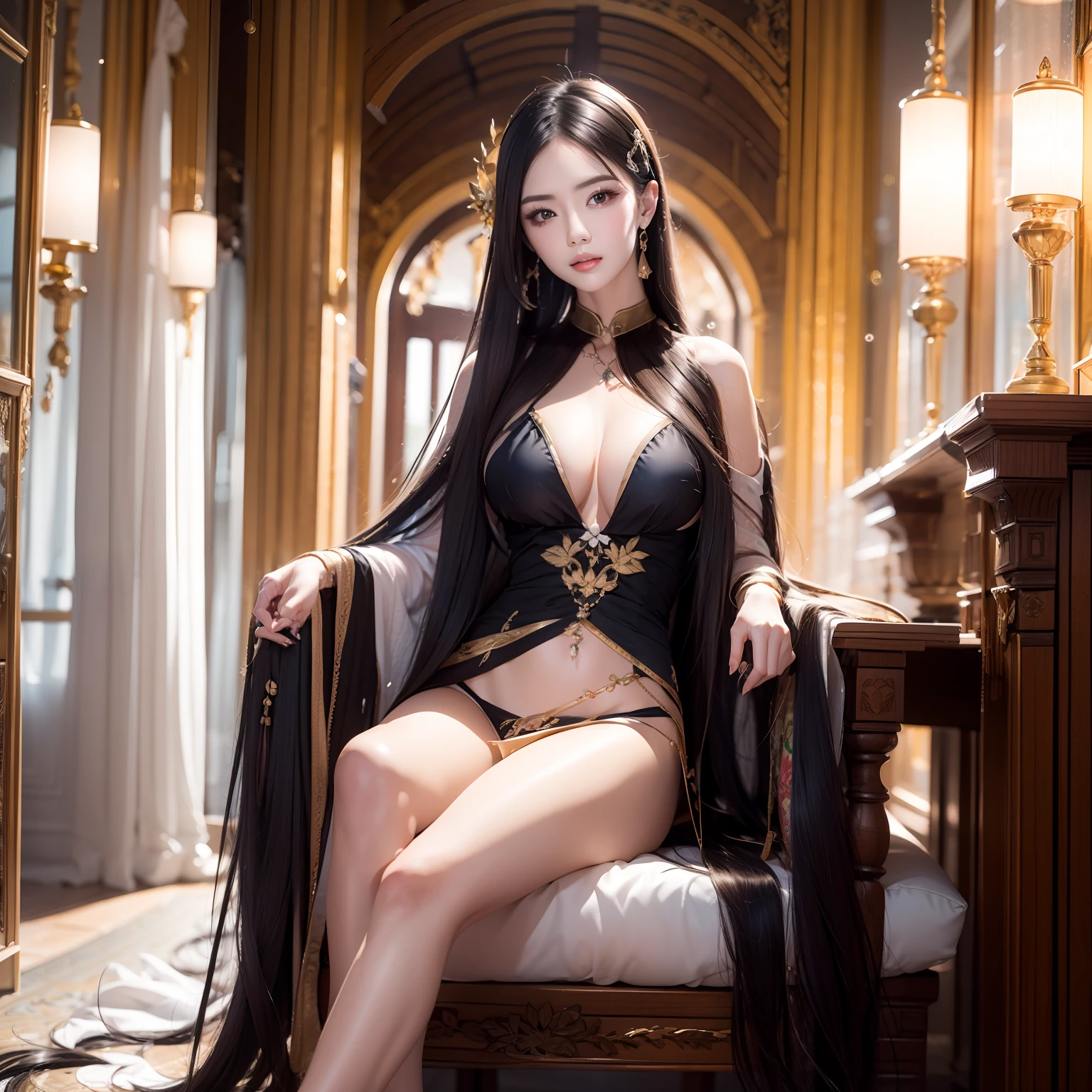 (Top image quality,top-quality,Top resolution,hyper realistic photography,Full body photo,masterpiece,)1 girl、Very long black hair、very large amount of hair、hair length about 3 meters、Head-to-toe photo、Bundles of hair loss that I have collected for more than 20 years are all over the room、My hair removal bunch is more than 1000 bottles、Place on bed、I shaved all my hair、I lost a lot of hair、I went bald、