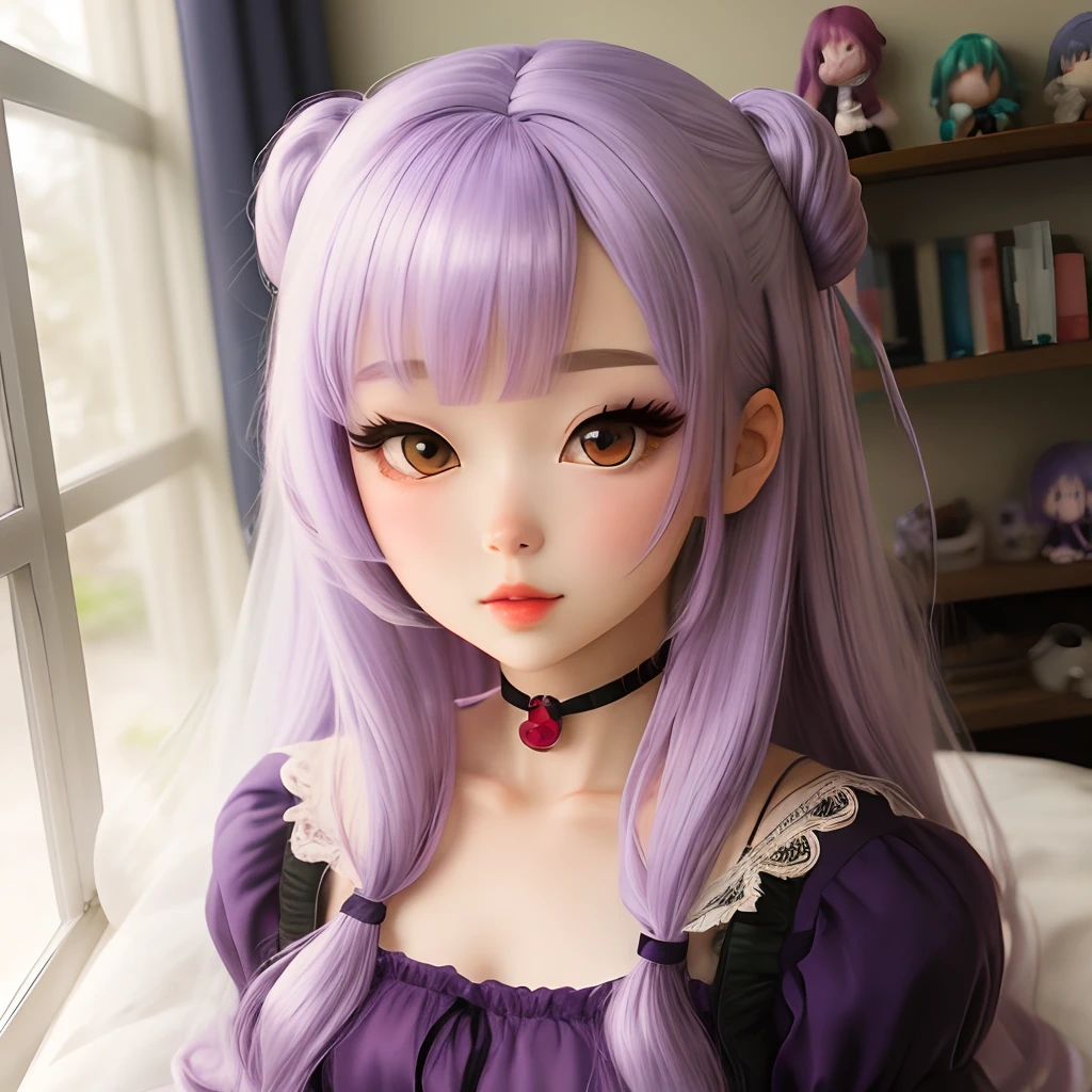 Lilac Hair Anime Style Doll