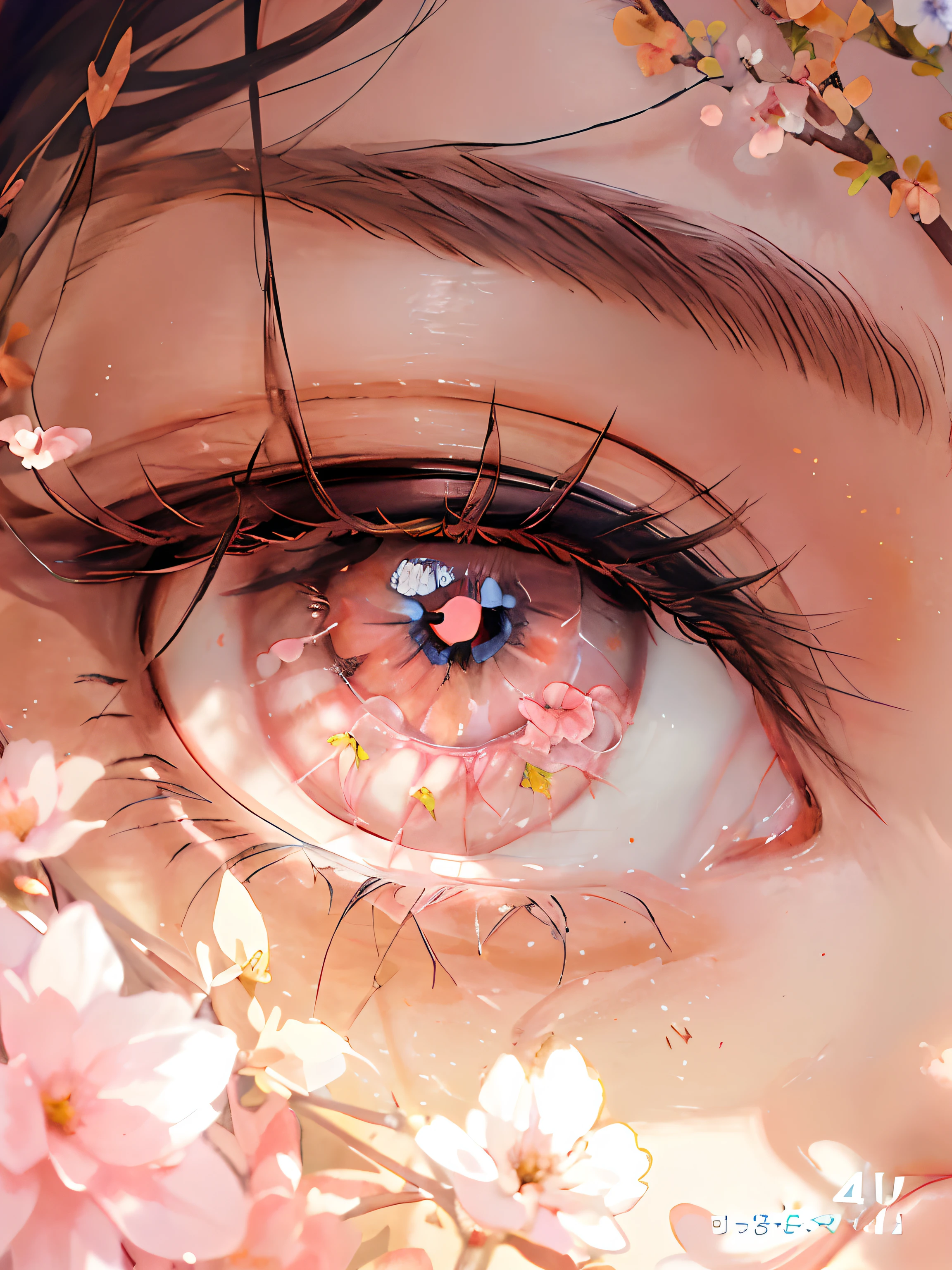 Anime has flowers and leaves on its eyes, Detailed digital anime art, Black pupils，Black eyes，Black flowers，Ultra-fine eyes, Stunning anime face portrait, Anime art wallpaper 4 K, Anime art wallpaper 4k, hyper detail eyes, style of anime4 K, Beautiful digital artwork, beautidful eyes, Super detailed eyes, anime vibes, Beautiful detailed eyes, detailed anime art, Beautiful and detailed eyes