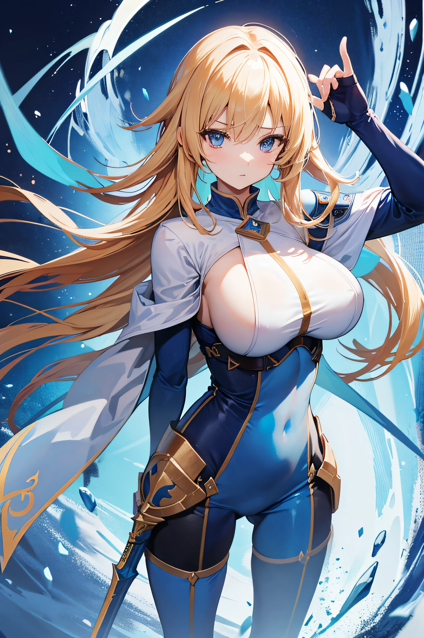 4k,hight resolution,One Woman,a blond,Longhaire,big breasts,The brave,Blue Hero Clothing,Excalibur