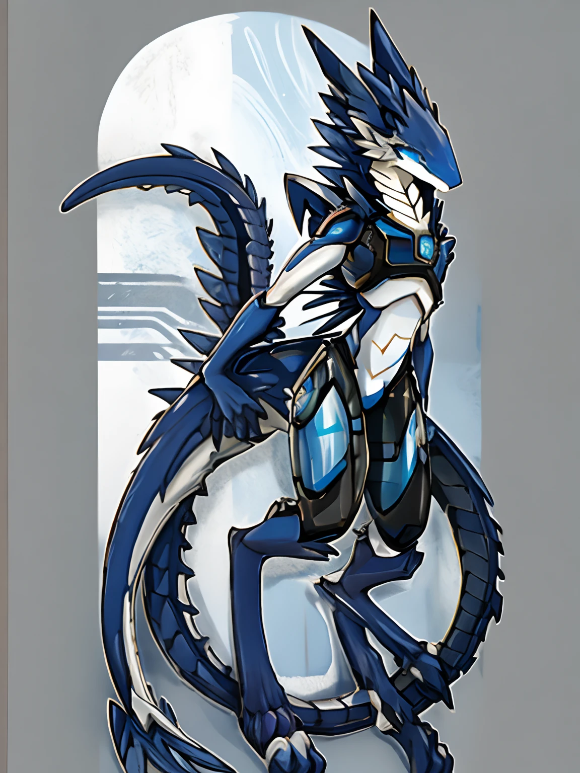 Mecha warrior，Smooth scales、Smooth skin，detailed full body，being thin，Cute VwV emoticon，lizard