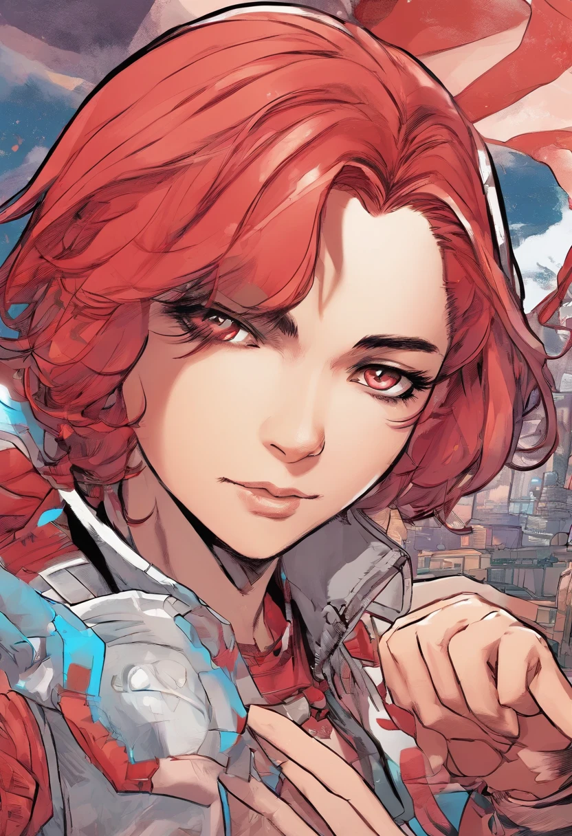 American comics, the comic story is presented in multiple irregular panels with color. The American Shorthair cat goes through hardships while running away from home and then reunites with its owner. The style is exaggerated and detailed, Anime boy,Asura,white hair,short spiky hair,wearing white outfit,makrings all over the body,red Aura, destroyed ground,red outlines on the body, perfect hands,close up shot, muscular athletic body, serious face,mantra,highest quality digital art, Stunning art, wallpaper 4k,8k,64k, HD, unparalleled masterpiece, dynamic lighting, cinematic, epic