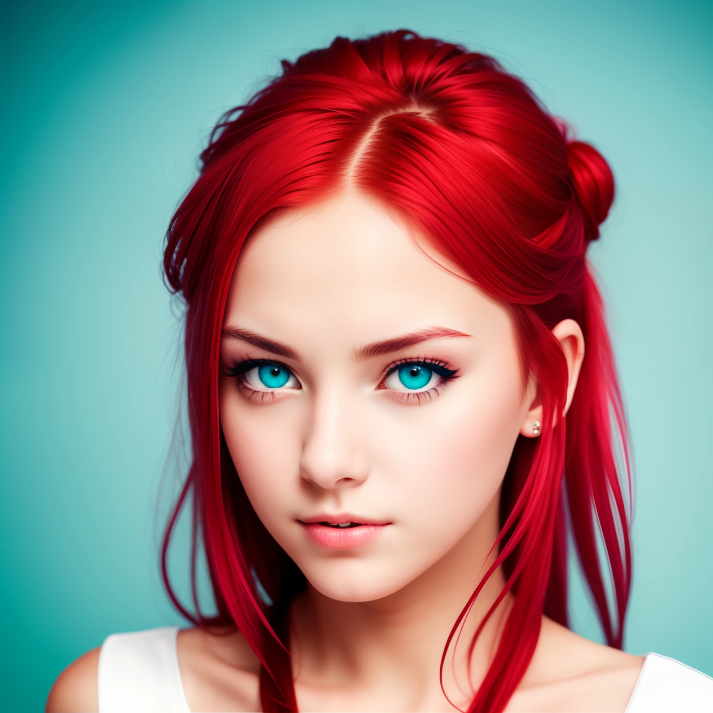 Girl with white and red hair and turquoise eyes, and can control ice