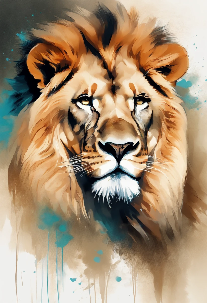 Perfect centralization, a beautiful lion, Use uma jaqueta da equipe de estudantes, wearing sunglasses, Usando fones de ouvido, alegria, Standing position, beleza abstrata, Centrado, looking at the camera, Facing the camera, nearing perfection, Dynamic, altamente detalhado, liso, foco nítido, 8k, high-definition resolution, illustration, arte de Carne Griffiths e Wadim Kashin, fundo branco