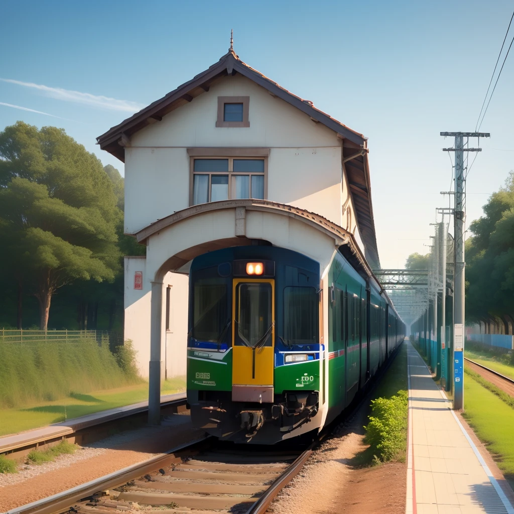 Unmanned railway station in the countryside