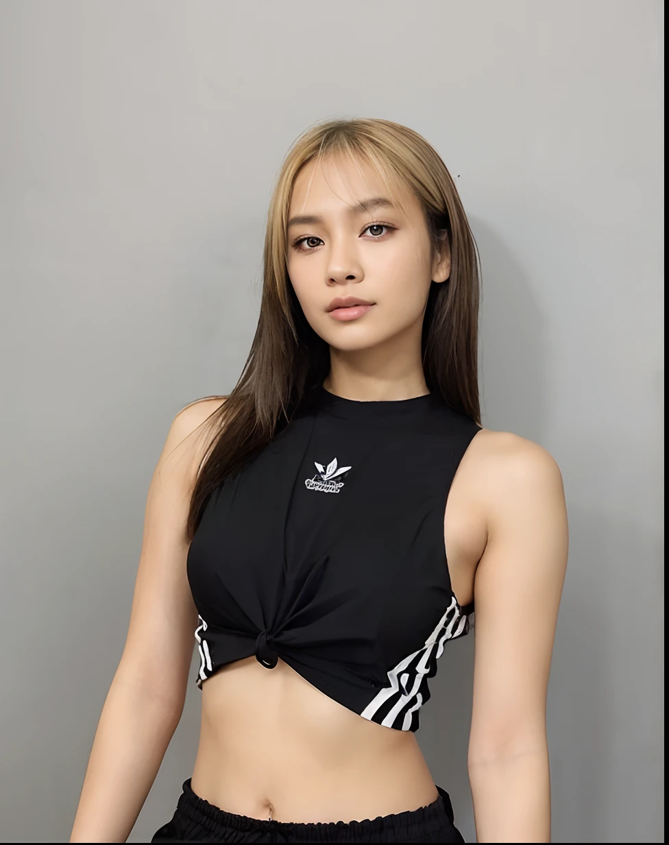 Blonde black hair,indonesian face,medium breast,1girl,realistic,ultra detail,dark armpit