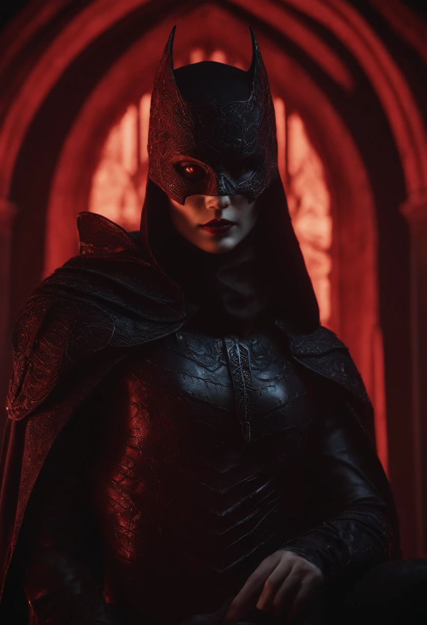 A vampire necromancer, blood moon, ray tracing, masterpiece, best quality, ultra quality, absurd details, best light, best shadow, sharp, sharp image, detailed, extremely detailed, great resolution, 8k, 4k, uhd, particle effects, beautiful effects, vivid colors, neon light, neon, light, red eyes, bat like armor,