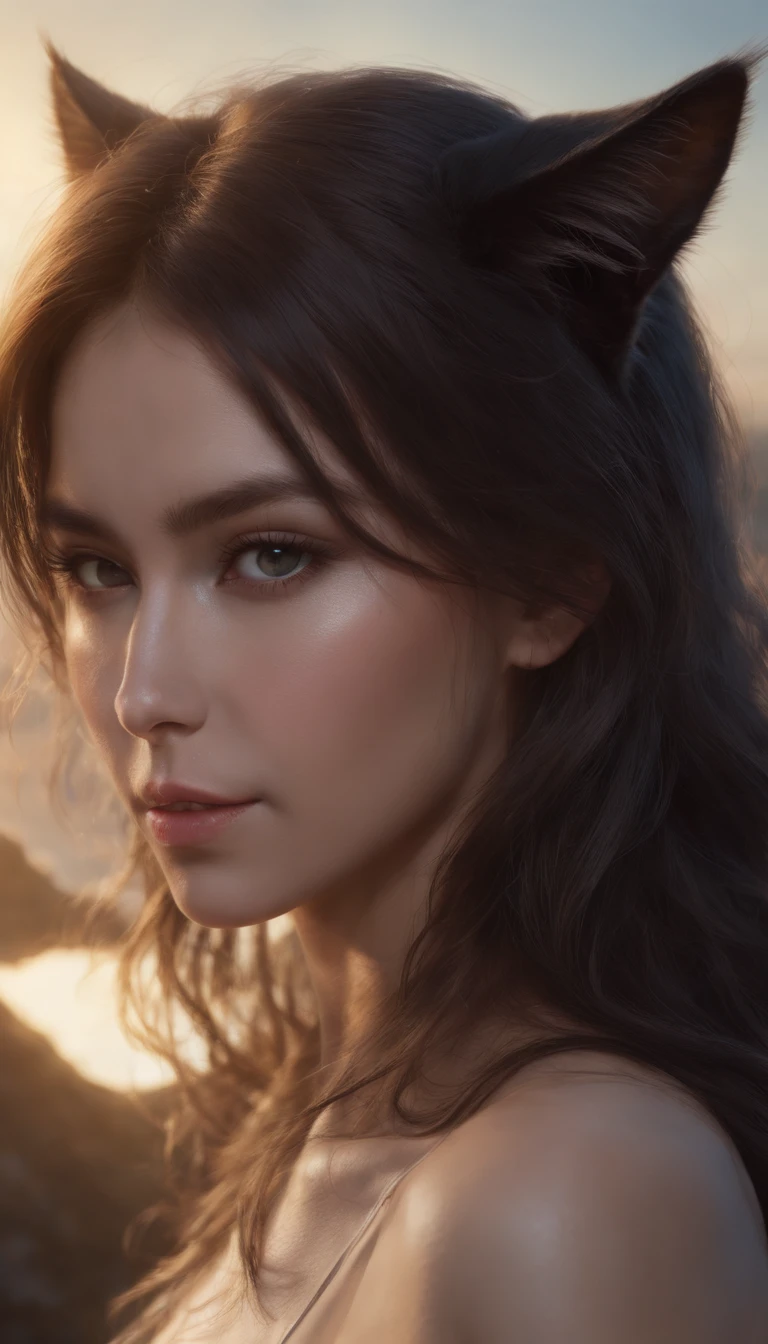 Tits Out、Teats、mulher caucasiana bonita, shoulder length messy hair, Preto e dourado PVC Cat Costume, alegria, Esbian de corpo inteiro, Menina bonita do estilo do waifu do anime, pintura hiper detalhada, Luminismo, arte por Carne Griffiths e Wadim Kashin arte conceitual, 4k resolution, Detailed bioluminescence from the fractal isometric encyclopedia , 3d renderizado, rendering by octane, detalhes intrincados , cinemactic, trend in artstation Isometric Centered hyperrealistic cover photo amazing color, desenho manual , Dureza, mucha realista , Complicado, hit definition , cinemactic,rough sketch, linhas em negrito, no papel,、Tits Out、Teats、
