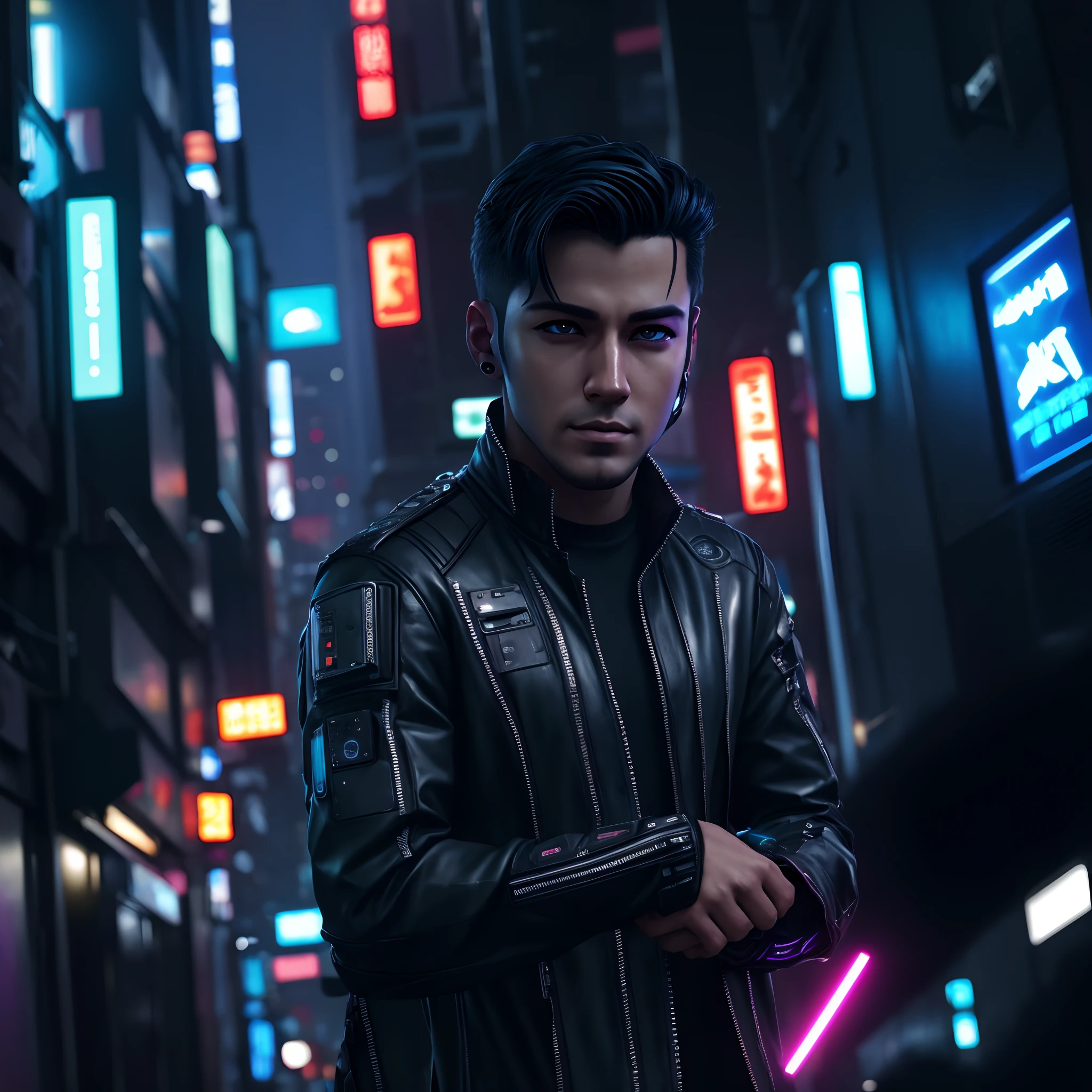 Change background cyberpunk handsome boy, realistic face, cyberpunk boy in tokyo at night, 8k, ultra realistic,
