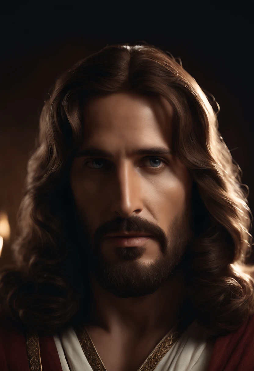 imagem arrapada de um homem com cabelos longos e barba, Retrato de Jesus Cristo, Jesus Cristo, rosto de Jesus de frente, bonito impressionante realista, Jesus, jesus of nazareth, Jesus Cristo em Mass Effect, Tron legado Jesus Cristo, Tron legado Jesus, Jesus Gigachad, escultura realista de 8k bernini, Vestido como Jesus Cristo, retrato vfx altamente detalhado de