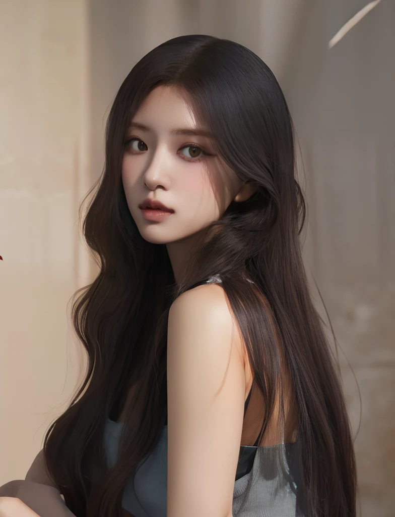 un primer plano de una mujer con el pelo largo y negro sentada sobre una mesa, Cabello negro largo y ondulado, Chica coreana, Hermosa mujer surcoreana, Asian girl with long hair, Cabello negro largo y ondulado, Cabello negro largo y largo ondulado, Hermosa joven coreana, Hermosa joven coreana, con el pelo largo, cabello negro que fluye, Pelo largo negro, cabello negro largo y suelto