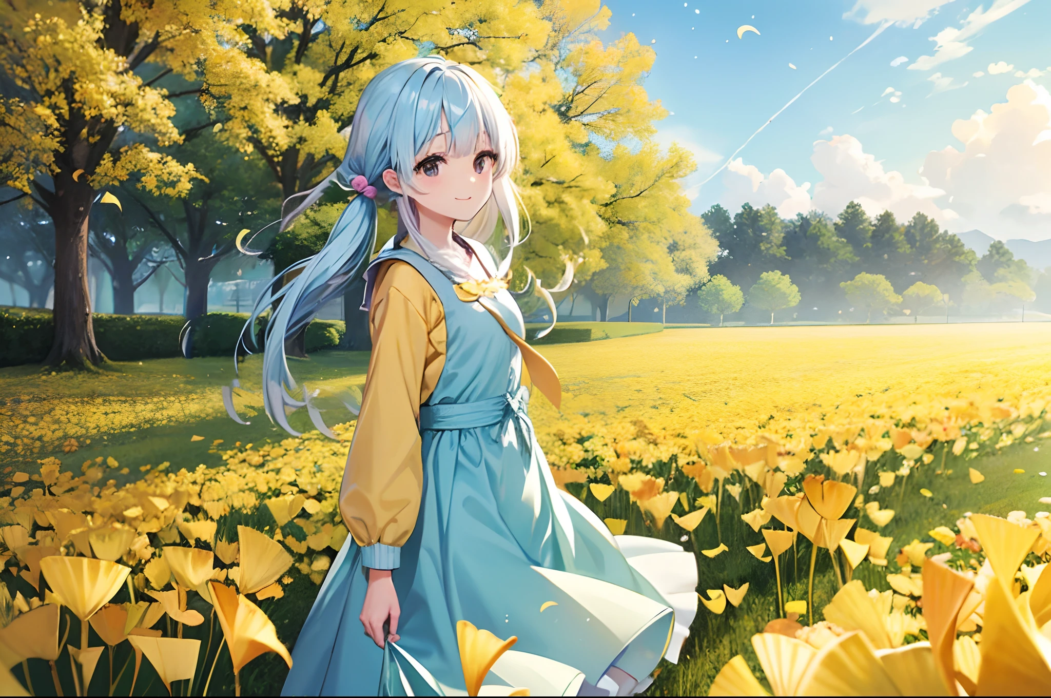 Change hair color to light blue、Redrawn hairstyle to twin tails