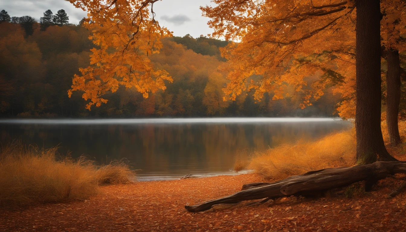 /imagine prompt: Color photo of Akihai Kai, Depict the world in shades of orange and yellow
The trees burn with vibrant hues, The leaves dance like twinkling flames in the sun
Ginkgo tree dressed in gold, Each leaf sparkles like a precious gemstone
Kaleidoscope of deciduous leaves, Intertwined in a red tapestry, Yellow, and brown
Peaceful lakeside, The rippling water reflects the color of the sky
Mountains shrouded in mist in the distance, Like an ethereal ink painting
Golden reeds at the water's edge, Harmonize with the sparkling lake
Stars twinkle in the night sky, Like nature's delicate pearls
A gentle breeze,Autumn love, Hint at the coming coolness
The warmth of the campfire, Accompanied by a soothing chorus of insects
The poetic beauty of late autumn, spellbinding,Inspiring
Photos that capture the charm of nature, Evokes inner peace and serenity
—C 10 —AR 2:3