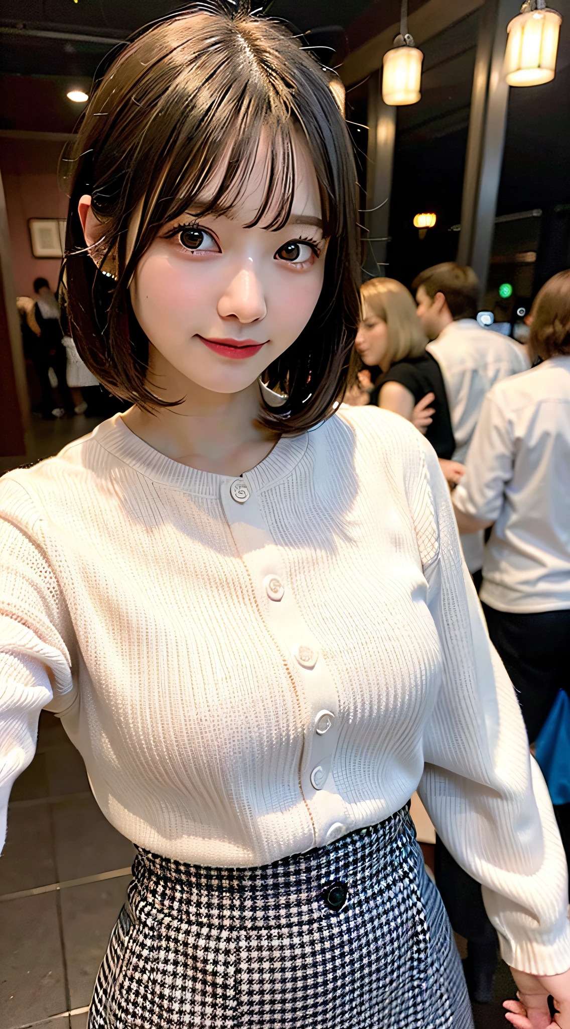 ulzzang -6500-v1.1, (Raw photo:1.2), (Photorealsitic), (See-through:1.3), (Real:1.4), 上流階級の妖艶なfemele、１femele、luxury silk blouse:1.2, (Ultra-realistic pantyhose:1.2), No skirt、small luxury lace panties、Pantyhose Focus、Sit at the bar counter、Cross your legs、Inviting look、