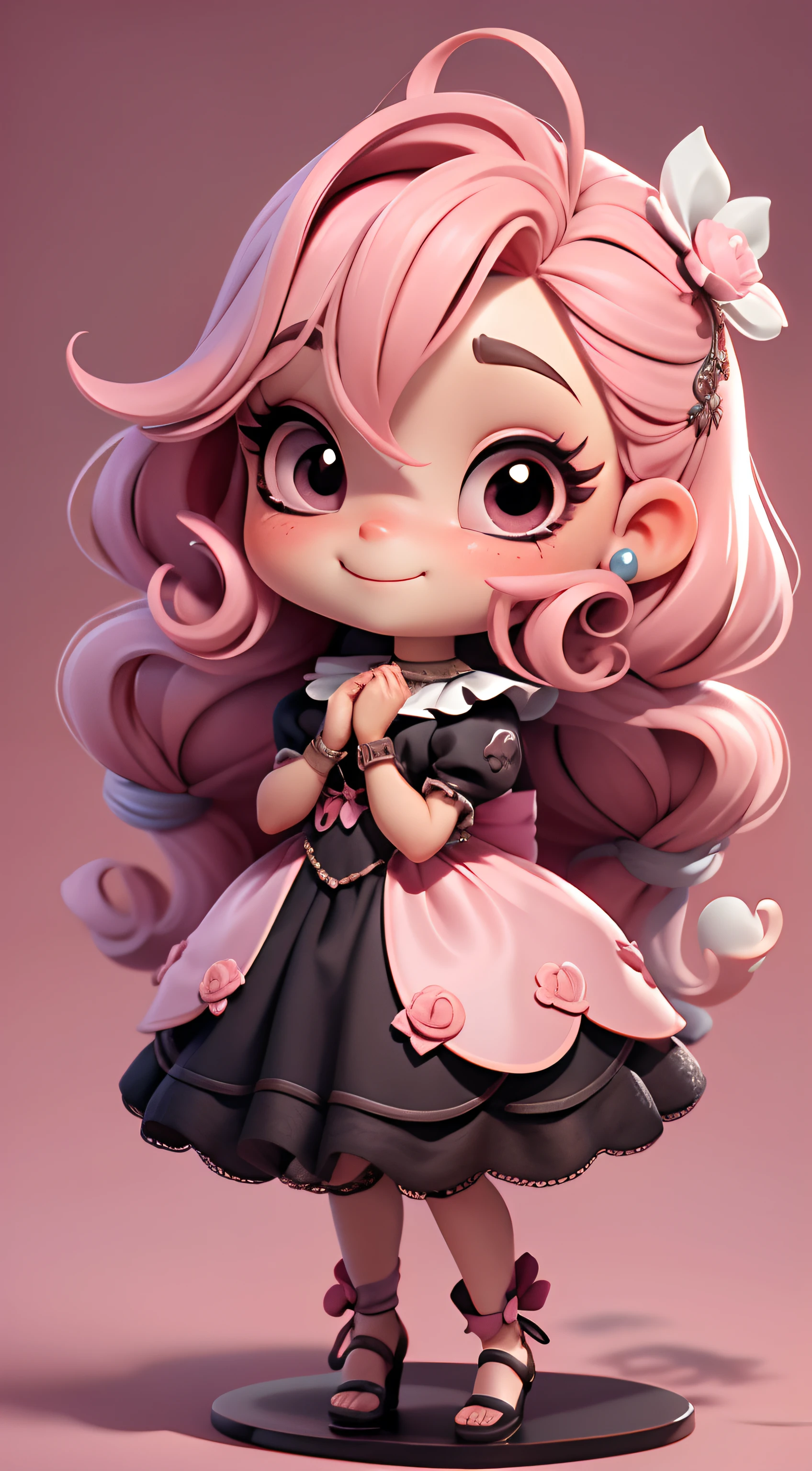 Create an 8K version of the Gothic Circus character. Boneca Chibi circu de soleil : Gothic It should look charming and beautiful, Keep the iconic elements of the original character. Circus of Soleil should have a round face with large dimensions, olhos claros, long eyelashes and rosy cheeks. Seu cabelo deve ser longo e tons preto de cor escuro. Vestido bonito: Vestir chibi em um vestido bonito e elegante em tons de marrom e rosa . O vestido pode ter babados, renda & detalhes feitos de doces, A reference to the circus theme . Add loops or ribbons, Para dar um toque de delicadeza. avental & Arco com doces: Adicione um avental marrom sobre o vestido de Chibi, It is tied at the waist with a thin bow. O avental pode ter pequenos detalhes, como bolsos ou bordados finos. Meias e sapatos bonitos: Complete o look chibi de circo com meias listradas rosa e brancas ou detalhes divertidos. standingn, Coloque sapatos de boneca bonitos, com gravatas ou fivelas. Magic Accessories: Add charming accessories to the pink fairy chibi , como um cupcake no cabelo ou uma tiara com detalhes extravagantes . You can also get your hands on beautiful themed accessories. Certifique-se de adicionar sombras, texturas e detalhes nos cabelos, Chibi Nostálgico circu de soleil outfits & Accessories, to make it even more charming and charming. Give him a smiling expression and a sweet smile on his face, Capturing the essence of the character in a subtle way, lovely hands, Skull Hands.