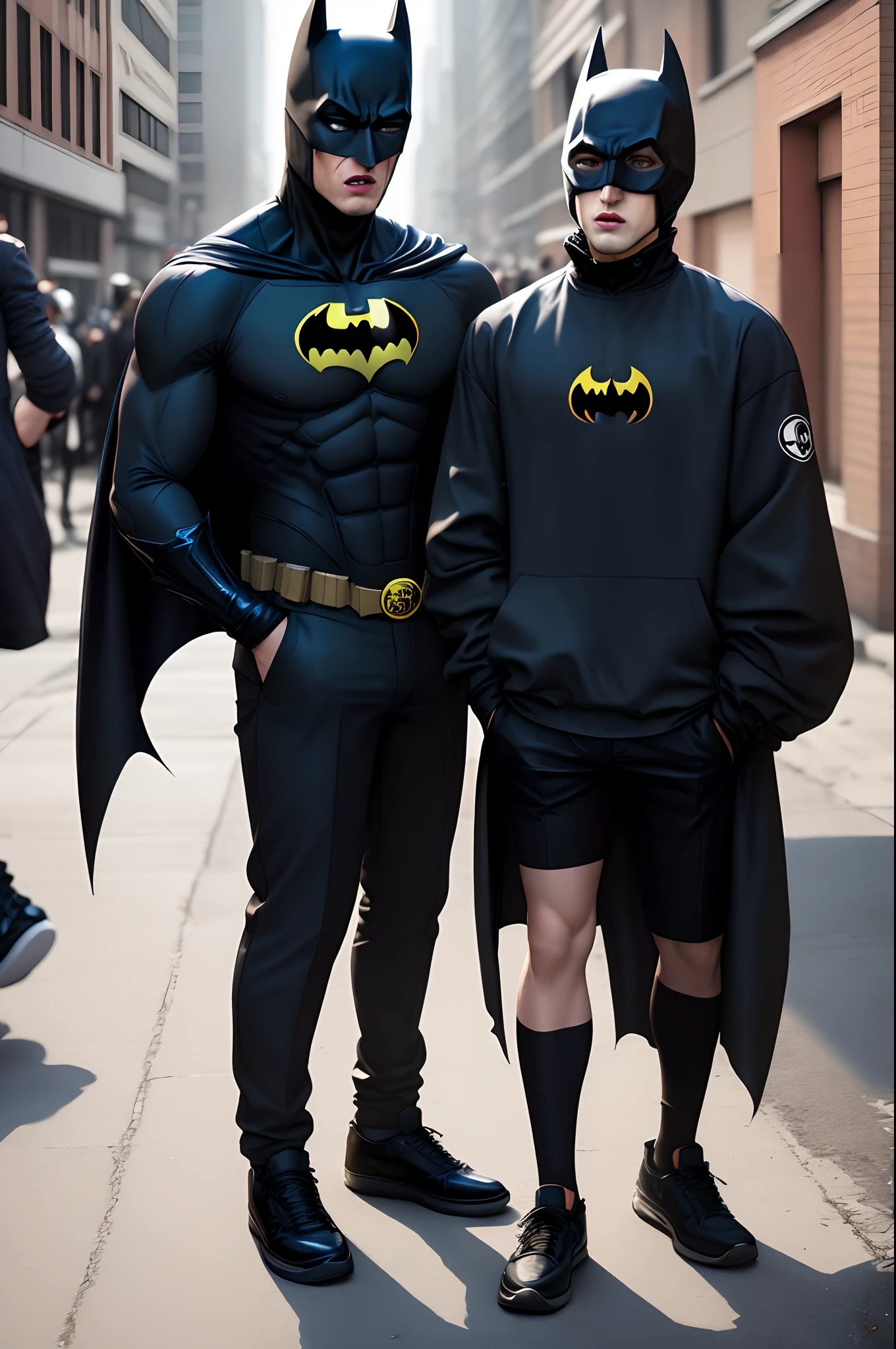 Create a image of batman wearing modern streetwear fashion