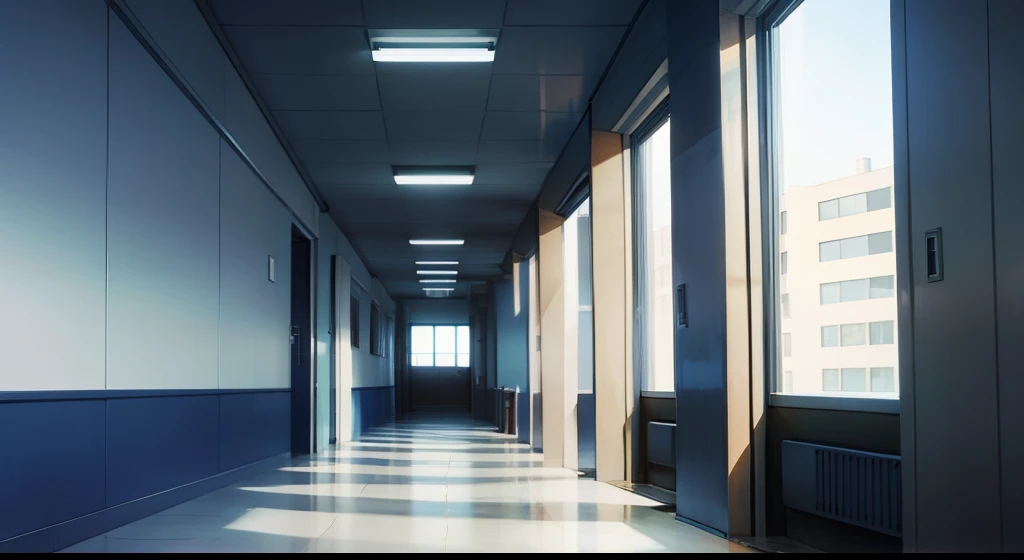 school hallway, dismal