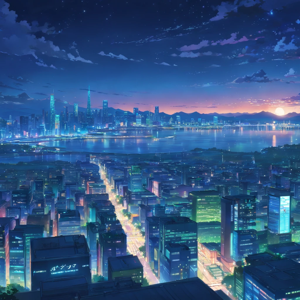 Summer Night Architecture Dark close-up Shimmering city in the distance