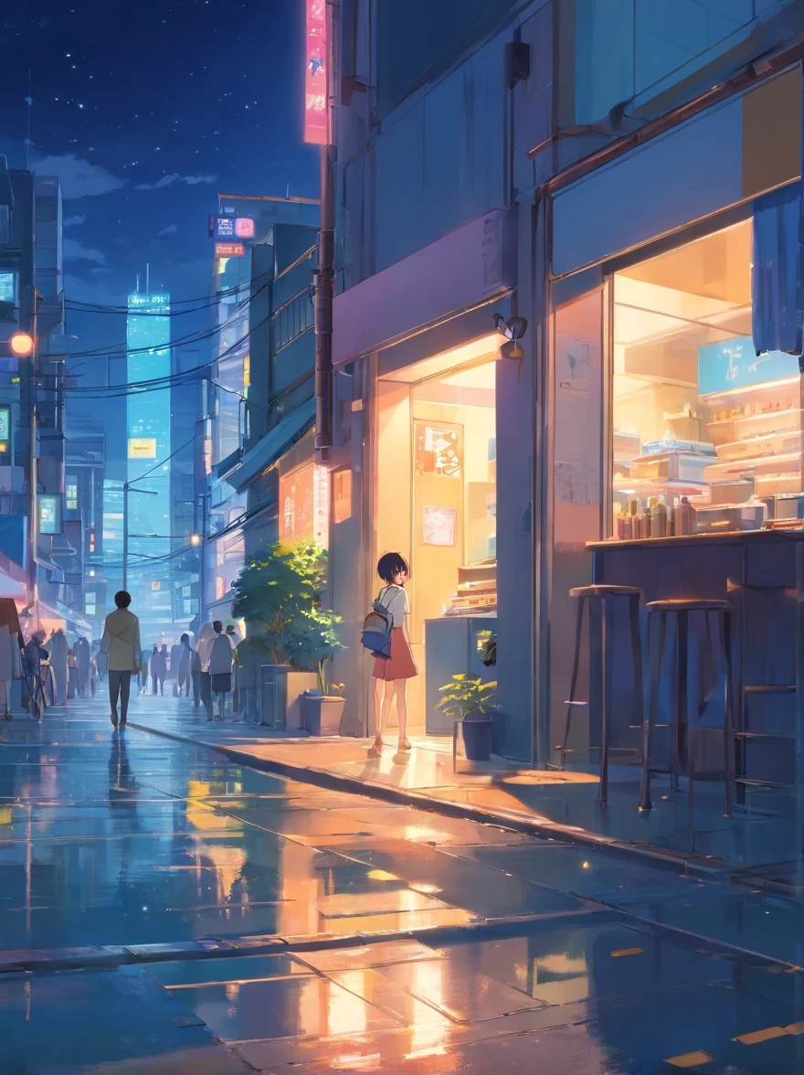 modern urban,detailed back ground,scenecy,the night,horizon,Best quality at best,tmasterpiece
