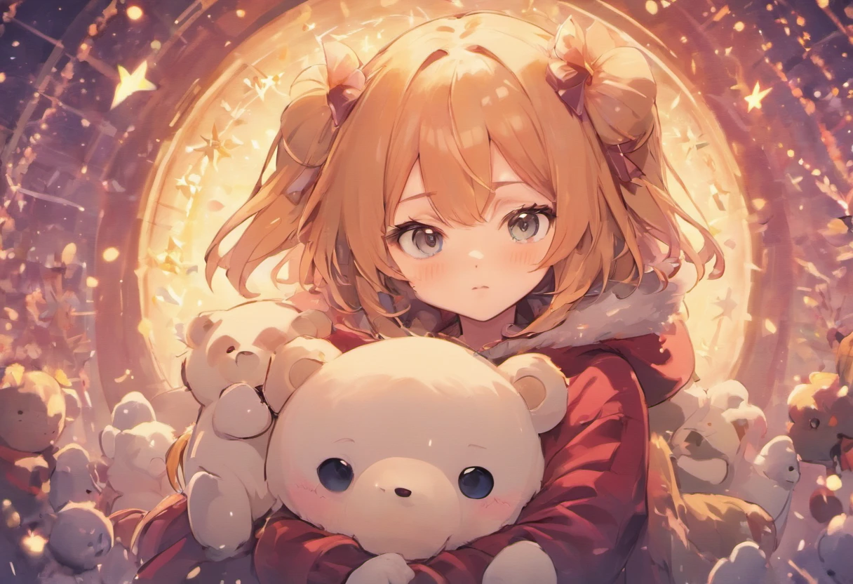 teddy bears、dark circles、bjørn、Brownish、kawaii、kirakira、high-level image quality、With background、Winters、Christmas、present、tree、yuki、dark circles、