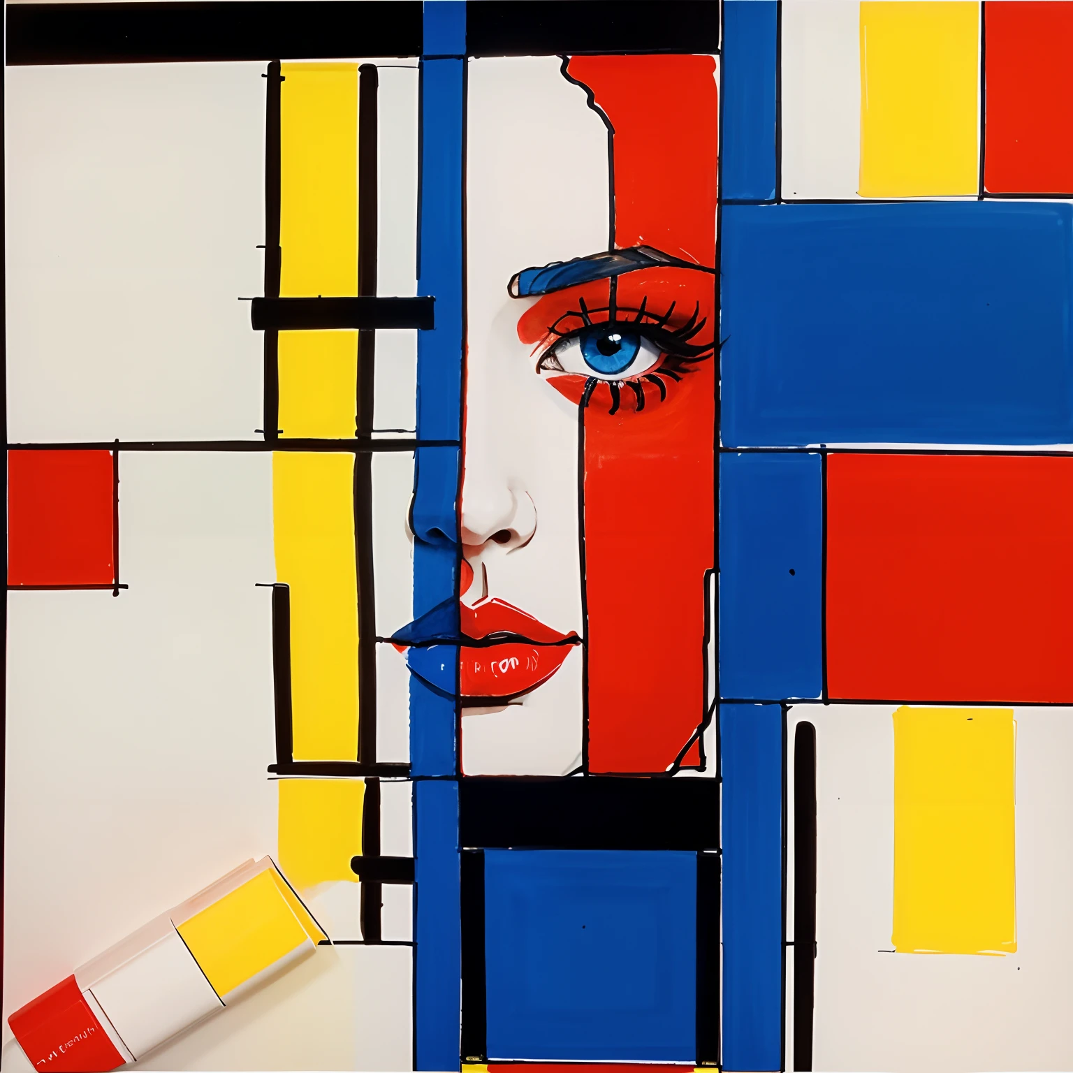 Draw me with markers Mondrian's Composition with Red, Blue, and Yellow